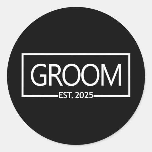 Groom Est. 2025 Runder Aufkleber (Vorderseite)