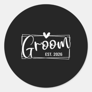 Groom Est. 2026 Ehemann Just Married Wedding Engag Runder Aufkleber