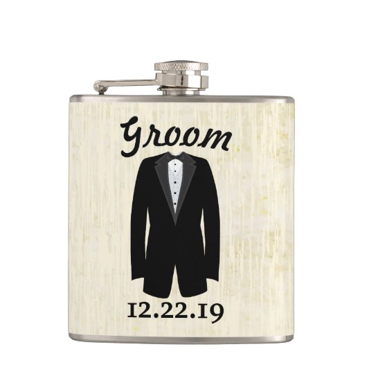 Groom Flask Tuxedo Krawatte Flachmann (Vorderseite)