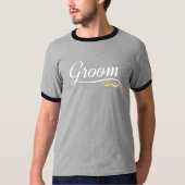 Groom Floral Wedding Calligraphy Ringer Shirt (Vorderseite)