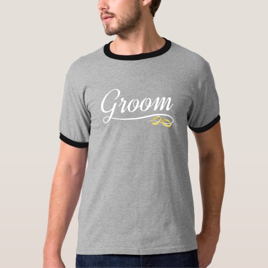 Groom Floral Wedding Calligraphy Ringer Shirt (Vorderseite)