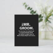 Groom Funny Quote Typografie Postkarte (Stehend Vorderseite)