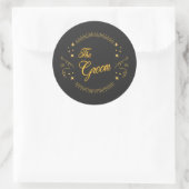 Groom Gold Wedding Elegantes Script Gold Black Runder Aufkleber (Tasche)