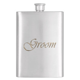 Groom, goldene Schrift eleganter Chic Flachmann