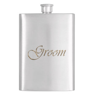 Groom, goldene Schrift eleganter Chic Flachmann