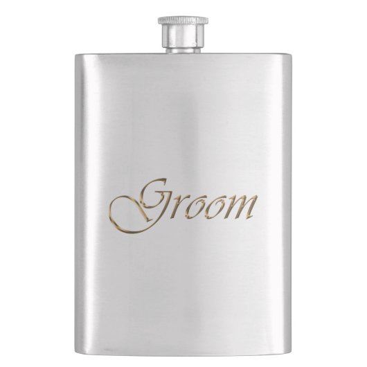 Groom, goldene Schrift eleganter Chic Flachmann (Vorderseite)