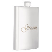 Groom, goldene Schrift eleganter Chic Flachmann (Rechts)