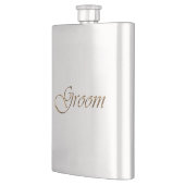 Groom, goldene Schrift eleganter Chic Flachmann (Links)