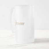 Groom, goldene Schrift eleganter Chic Mattglas Bierglas (Vorderseite Links)