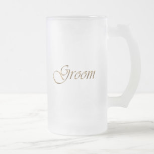 Groom, goldene Schrift eleganter Chic Mattglas Bierglas