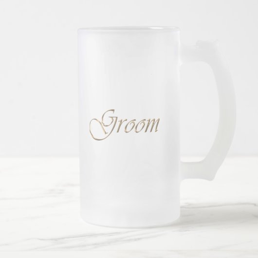 Groom, goldene Schrift eleganter Chic Mattglas Bierglas (Rechts)
