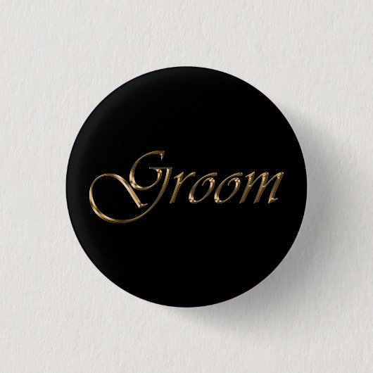 Groom, goldenes Drehbuch, elegantes Kalligrafie-Bu Button (Vorderseite)