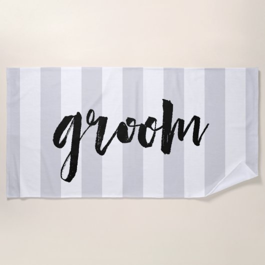 Groom | Grauer Streifen Strandtuch (Vorderseite)