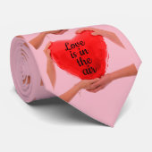 Groom Groomens Wedding Red Pink Krawatte (Gerollt)