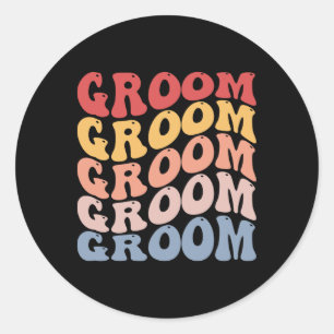 Groom Groovy Bachelor Party Runder Aufkleber