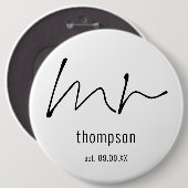 Groom Herr Name Script Bridal VorWedding Geschenk Button (Vorne & Hinten)