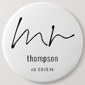 Groom Herr Name Script Bridal VorWedding Geschenk Button (Vorderseite)