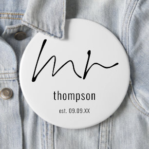 Groom Herr Name Script Bridal VorWedding Geschenk Button