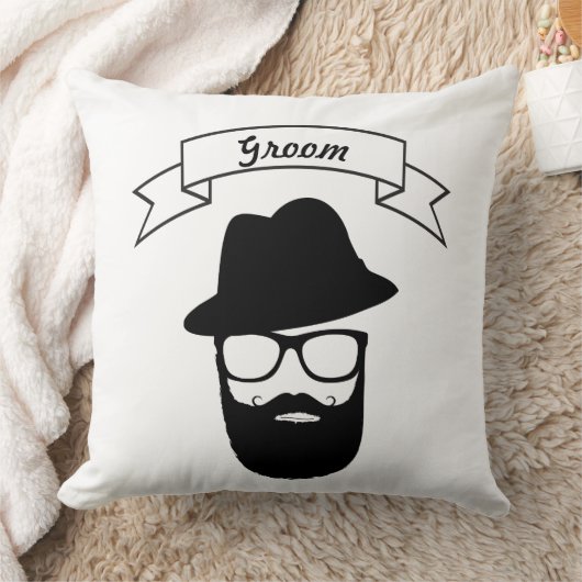 Groom Hipster Glasses Hat Handlebar Mustache Bart Kissen (Decke)
