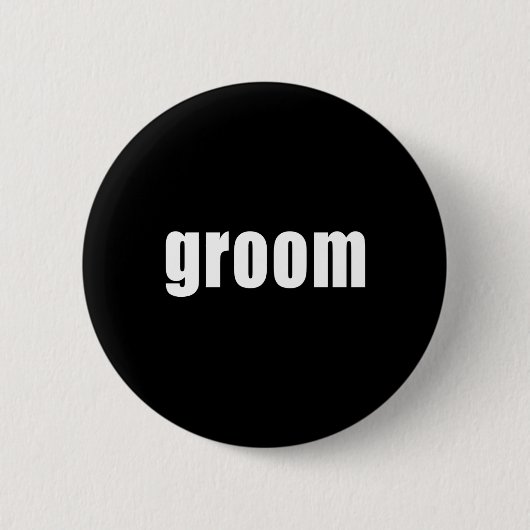 Groom in Schwarz und Weiß Button (Vorderseite)