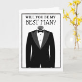 Groom in tuxedo werden Sie mein Trauzeuge formell Karte (Gelbe Blume)