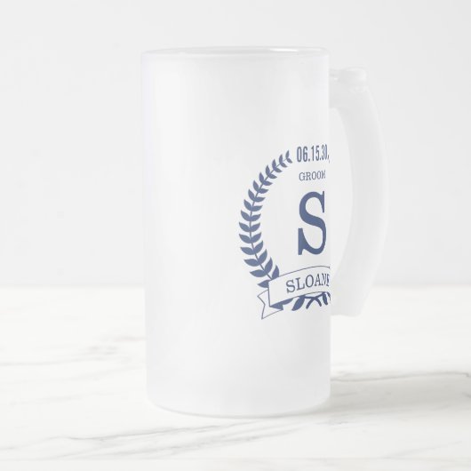 Groom Initial Mattglas Bierglas (VorderseiteRechts)