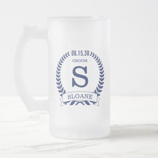 Groom Initial Mattglas Bierglas (Links)
