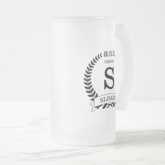 Groom Initial Mattglas Bierglas (VorderseiteRechts)