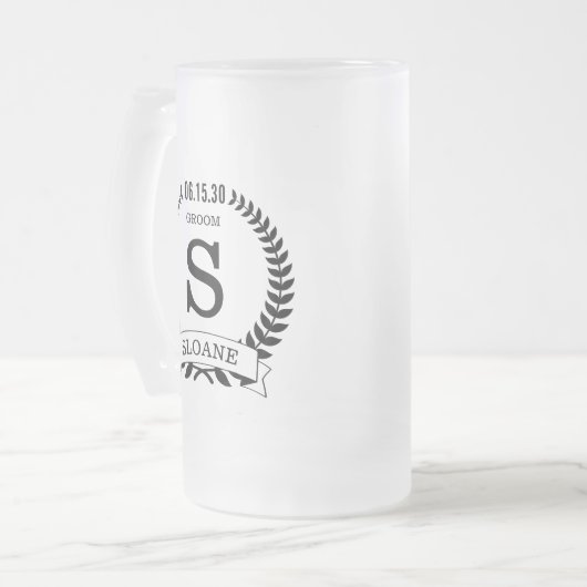 Groom Initial Mattglas Bierglas (Vorderseite Links)