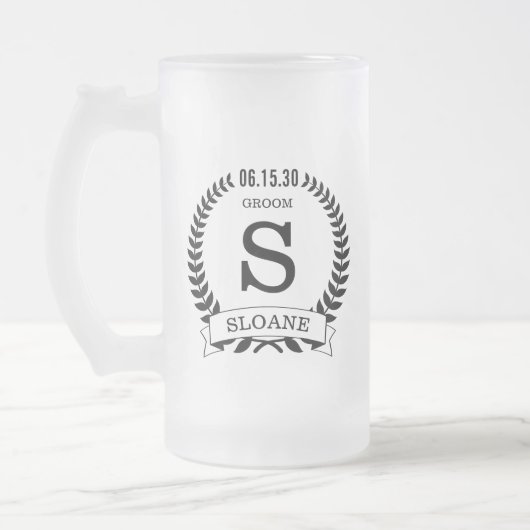 Groom Initial Mattglas Bierglas (Links)