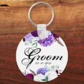 Groom Key Chain Lavender Hibiskus auf Weiß Schlüsselanhänger (Vorderseite)