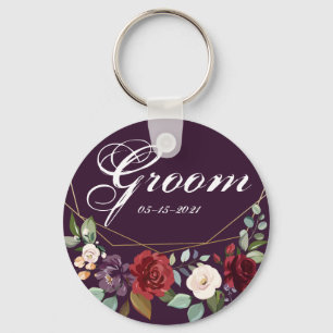 Groom Key Chain Plum Lila Rose Gold Geometric Schlüsselanhänger