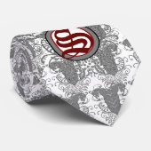 Groom Krawatte Vintag Lion Rampant Grau Wirbel (Gerollt)