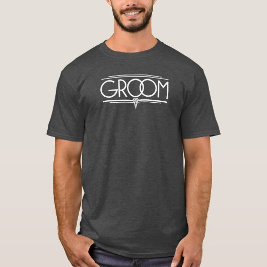 GROOM Lettern Art Deco Hochzeit Probe T-Shirt (Vorderseite)