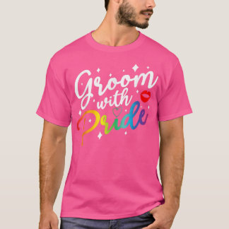 Groom mit eigenem Gay Pride LGBT-Alleinbachelor T-Shirt