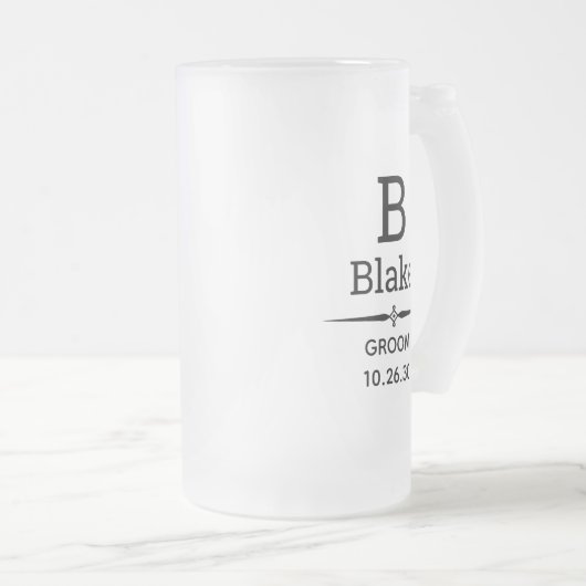 Groom Mit Monogramm Mattierte Glass Biere Tasse (VorderseiteRechts)