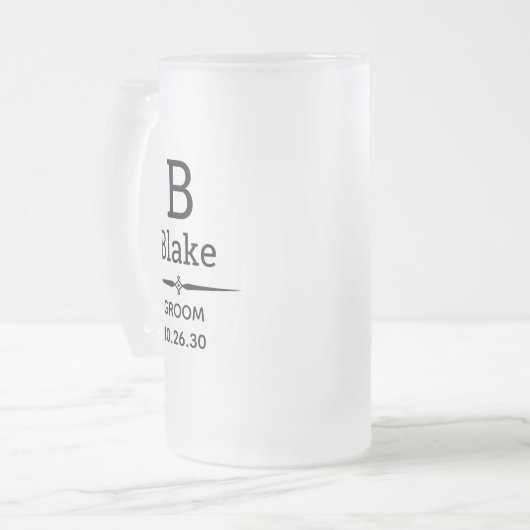 Groom Mit Monogramm Mattierte Glass Biere Tasse (Vorderseite Links)