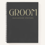 Groom Modern Black Gold Typografy Name Wedding Notizblock (Vorderseite)