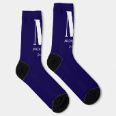Groom Monogram Anfangsname Navy Blue Wedding Socken (Rechts)