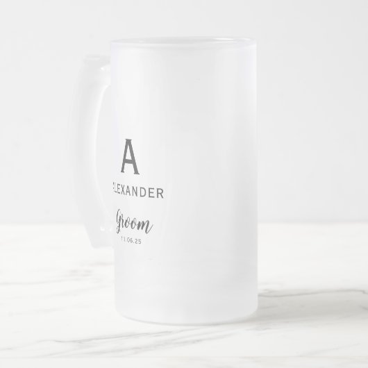 Groom Monogram Name Wedding Mattglas Bierglas (Vorderseite Links)