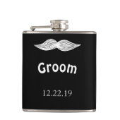 Groom Mustache Hipster Wedding Flachmann (Vorderseite)