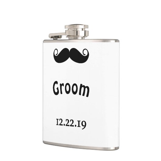 Groom Mustache Hipster Wedding Flachmann (Links)