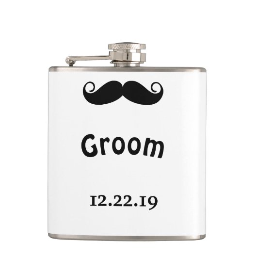 Groom Mustache Hipster Wedding Flachmann (Vorderseite)