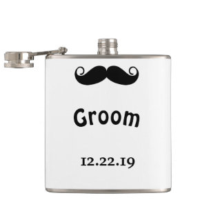 Groom Mustache Hipster Wedding Flachmann
