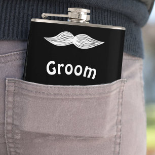 Groom Mustache Hipster Wedding Flachmann