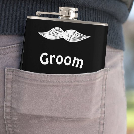 Groom Mustache Hipster Wedding Flachmann