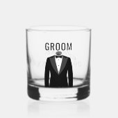 Groom Name Black Tuxedo Hochzeitstag Whiskyglas (Vorderseite)