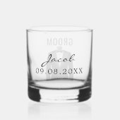Groom Name Black Tuxedo Hochzeitstag Whiskyglas (Rückseite)