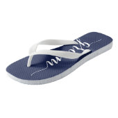 Groom Navy Blue Wedding Party Flip Flops breit Badesandalen (Schrägansicht)