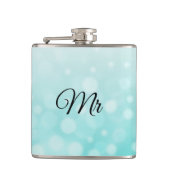 Groom oder Husbands Aquamarin Flask Flachmann (Vorderseite)